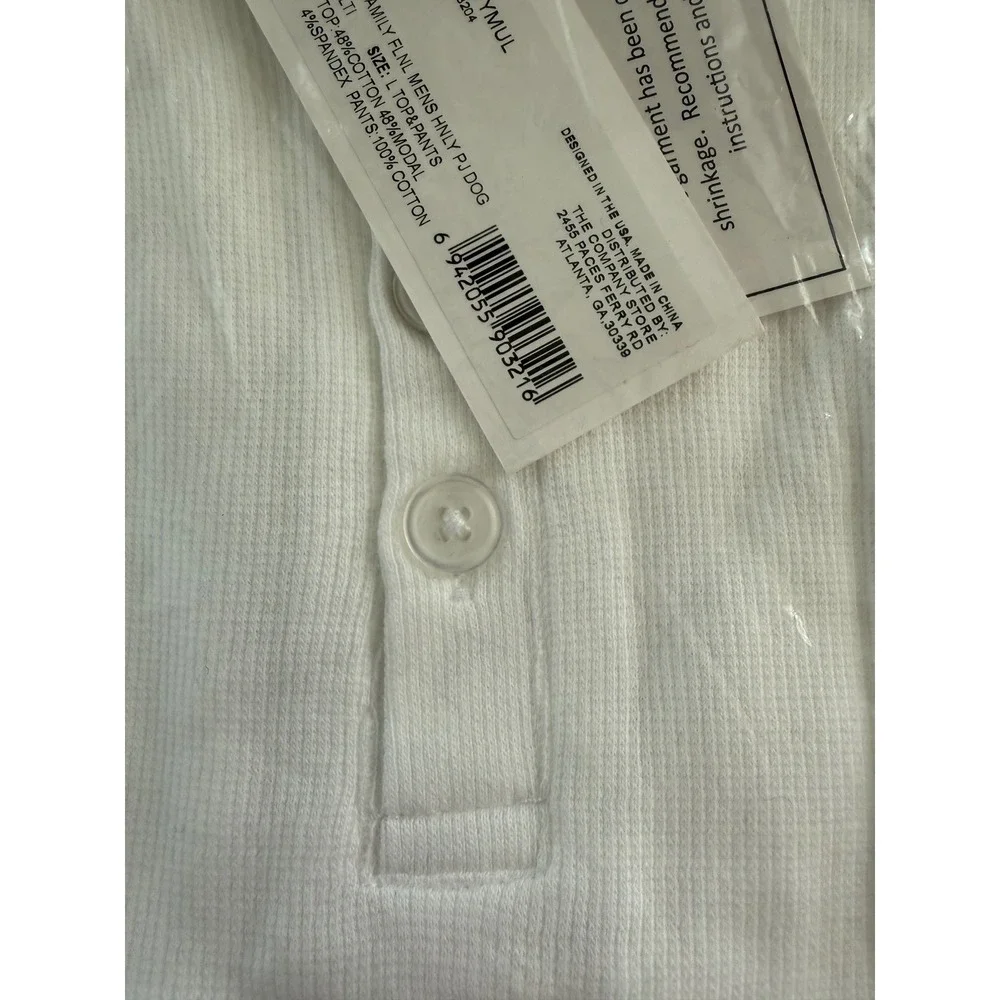 NWT The Company Store Men Christmas Dog Pajama Set Thermal Henley Top Pant Large